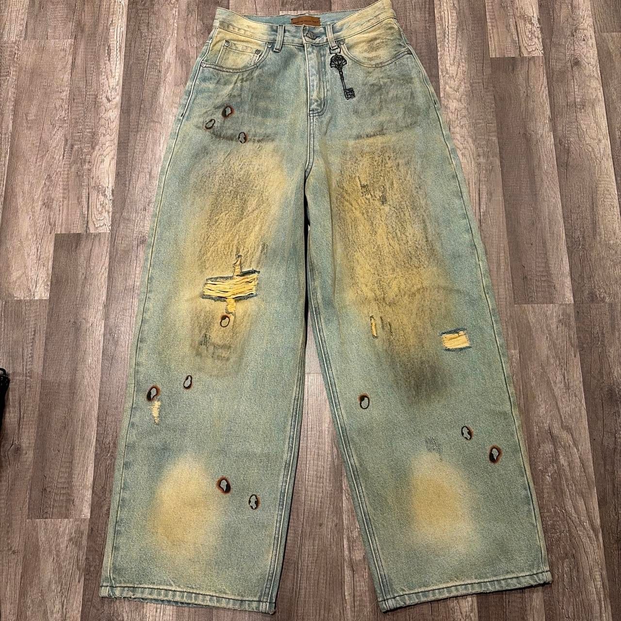 Birth Of Royal Child Dirty Washed Waxed Baggy Jeans